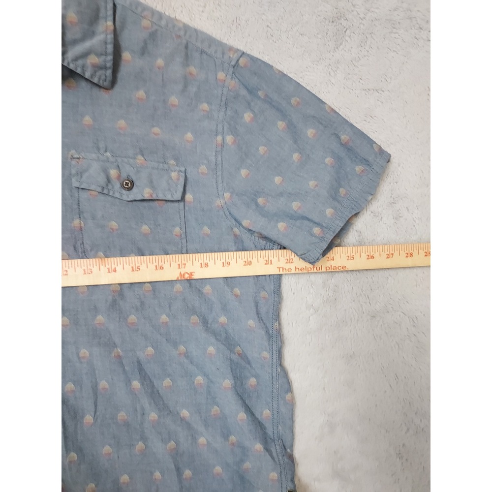 Howler Brothers Shirt Mens Medium Short Sleeve Button Down Blue Geometric Surfer - Picture 7 of 8